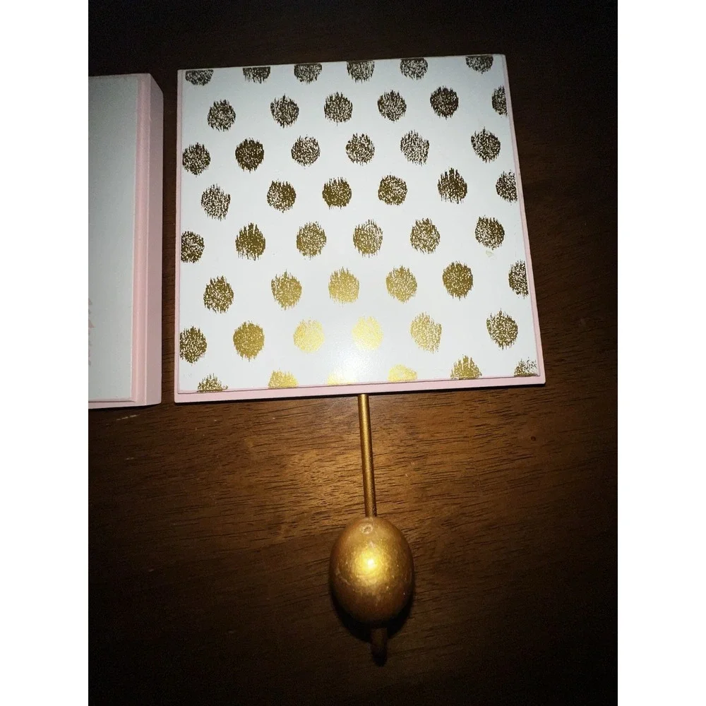 Boho Gold Pink Wall Hooks Set of 2 Arrow Polka Dot 6x6 Coquette Decor EUC
